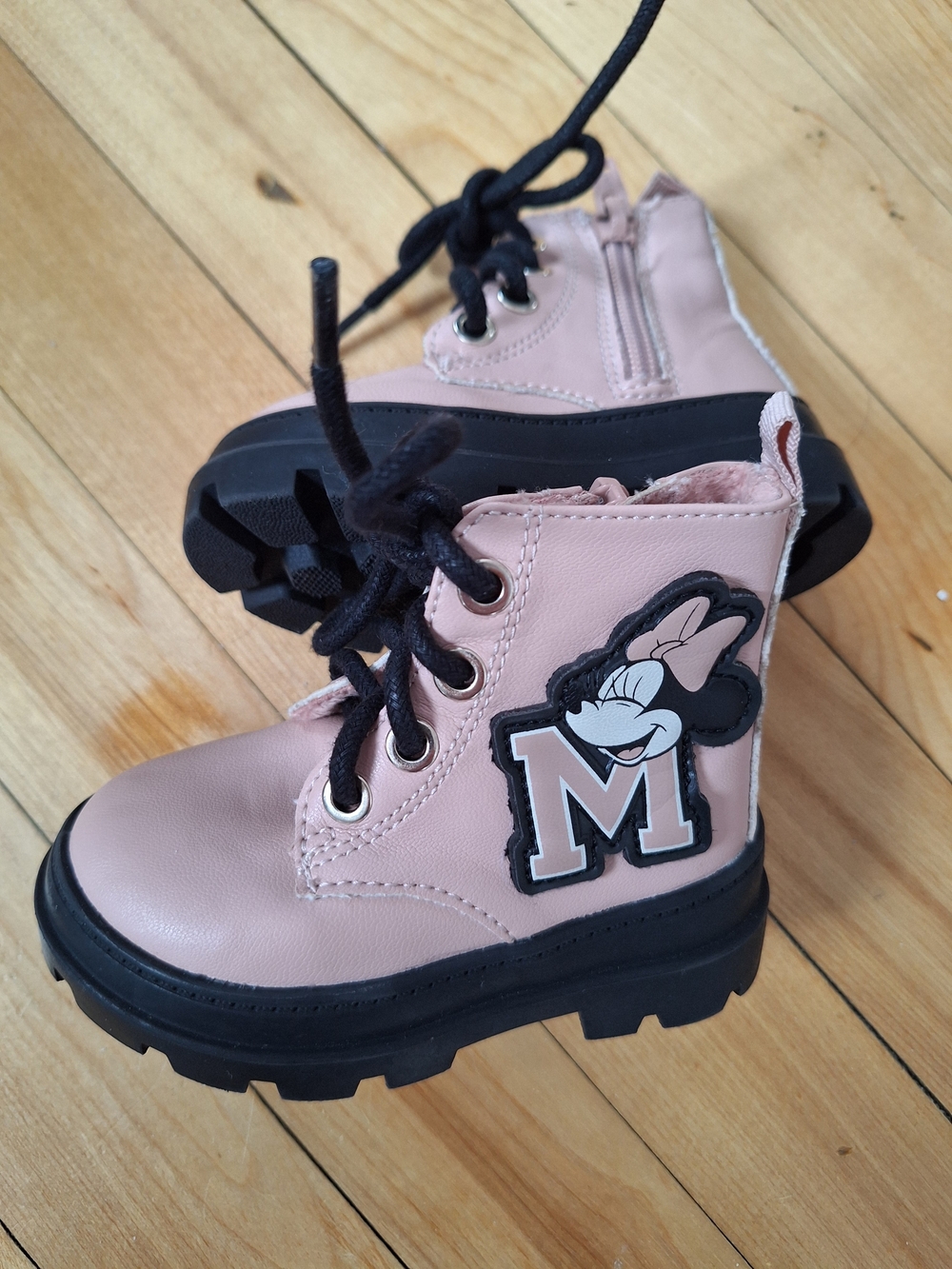 H&M Pink Minnie Mouse Lace-Up Toddler Boots